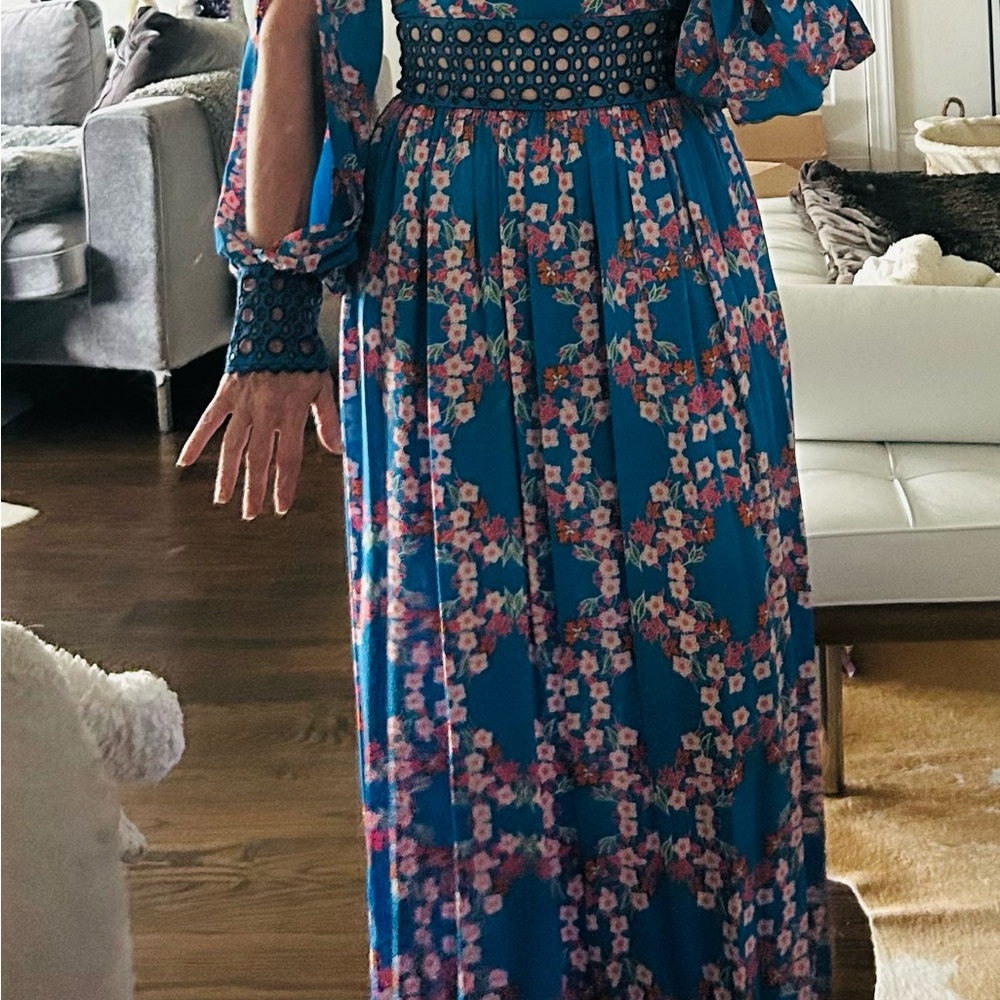 Sandro Floral Blue Maxi Dress